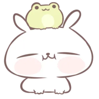 🍒 lindo, conejito, conejo, rana, kawaii, animal, pegatina telegram sticker