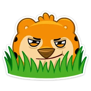 😈 animal, tigre, herbe, dessin animé, autocollant telegram sticker