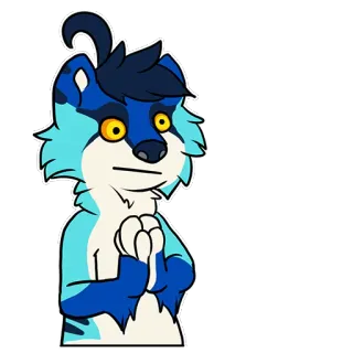 🙏 Furry, Dibujos animados, Antropomorfo, Personaje animal, Azul, Lindo, Suplicante telegram sticker