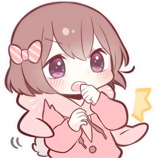 😳 애니메이션, 귀여운, 카와이, 치비, 소녀, 분홍 telegram sticker