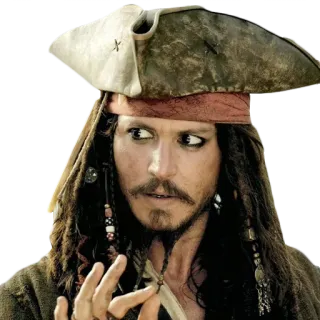 😶 Jack Sparrow Pirates of the Caribbean 해적, 선장, 잭 스패로우, 조니 뎁, 캐리비안의 해적, 영화 캐릭터, 버커니어 whatsapp sticker