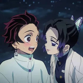 😏 Tanjiro Kamado Demon Slayer 애니메이션, 귀멸의 칼날, 탄지로, 시노부 telegram sticker