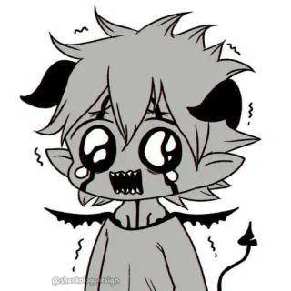 🥺 demônio, chorando, anime, desenho animado, triste, mangá, diabo telegram sticker