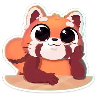 🌟 panda rojo, animal, mono, dibujos animados, kawaii, mamífero telegram sticker