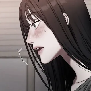 💀 phụ nữ, tóc nâu, anime, manga, ửng hồng, chân dung whatsapp sticker