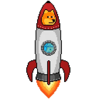 😇 doge, fusée, pixel art, crypto, espace, mème telegram sticker