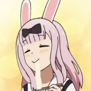 🐇 Chika Fujiwara Kaguya-sama: Love Is War anime, chika fujiwara, kaguya-sama, love is war, bunny ears, eating, noodle whatsapp sticker