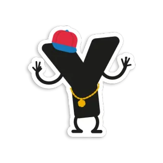 👨 letter Y, character, hat, gold chain, cartoon, alphabet telegram sticker