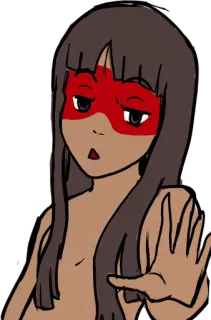 🖐 만화, 원주민, 부족, 여성, 빨간 페인트, 그림 telegram sticker