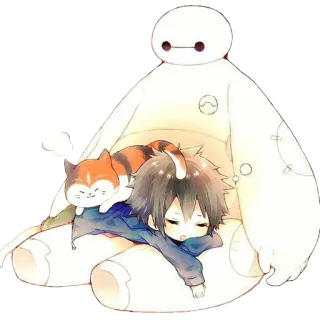 😴 Hiro Hamada Big Hero 6 dessin animé, animé, personnage, Hiro, Baymax, Les Nouveaux Héros, chat telegram sticker