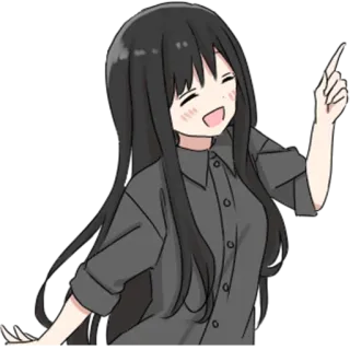☝️ Anime, Mädchen, Cartoon, Lächeln, Fröhlich, Zeigen telegram sticker