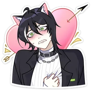 💘 애니메이션, 고양이 귀, 귀여운, 화살표, 사랑, 하트, 얼굴 빨개짐 telegram sticker