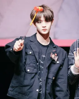 🌦 아해 kpop, idol, male, celebrity, hammer, fan event, photo telegram sticker