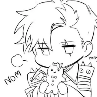 😼 NOM mono, galleta, ñam, chibi, comiendo telegram sticker