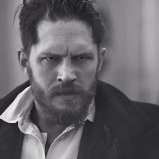 😠 Mann, Porträt, Bart, Schwarzweiß, Tom Hardy, ernst telegram sticker