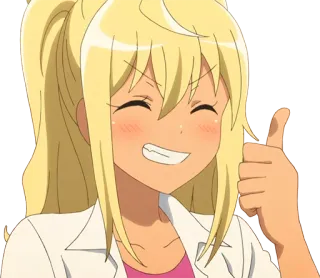👍 Аниме, Девушка, Блондинка, Большой палец вверх, Счастливый, Милый telegram sticker