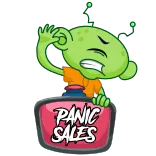 😱 PANIC SALES Panik, Sale, Alien, Cartoon, Sticker, Lustig telegram sticker