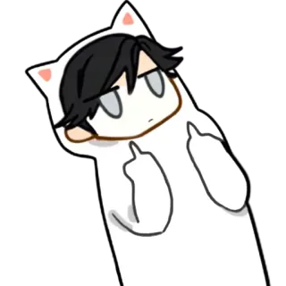 🖕 doigt d'honneur, chat, dessin animé, offensant telegram sticker