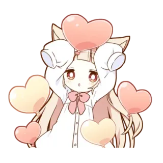 ❤️ anime, kawaii, hearts, cute, cartoon telegram sticker
