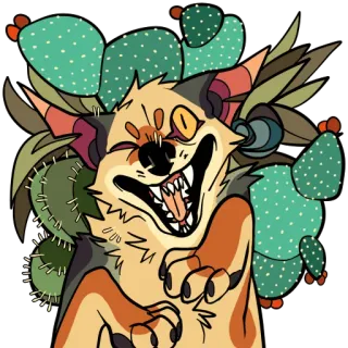 😄 gato, cacto, animal, ilustração, engraçado, desenho animado telegram sticker
