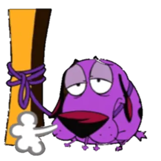 ☹ Courage the Cowardly Dog Courage le chien froussard, dessin animé, triste, attaché, chien violet telegram sticker