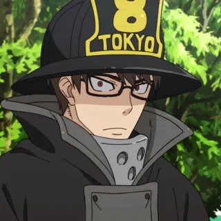 🔥 TOKYO anime, firefighter, character, male, glasses telegram sticker