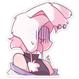 😖 兔子, 粉色, 卡通, 动漫, 可爱, 兔子, 女孩 whatsapp sticker