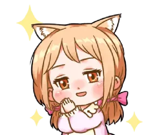 ✨ Anime, Orecchie da gatto, Kawaii, Brillantini, Chibi, Carino, Manga telegram sticker