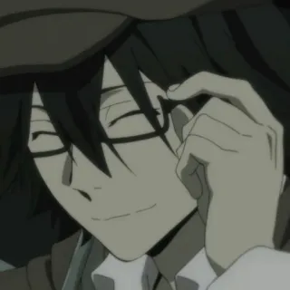 🍡 Ranpo Edogawa Bungou Stray Dogs anime, detective, glasses, hat telegram sticker