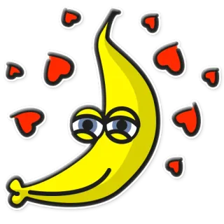 😍 Banane, Frucht, Herz, Cartoon, Essen, süß telegram sticker