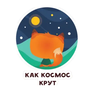 🌓 КАК КОСМОС КРУТ fox, night, stars, space, moon, cute whatsapp sticker