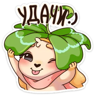 🤞 УДАЧИ! boa sorte, fofo, desenho animado, animal, alegre, piscando, adesivo whatsapp sticker