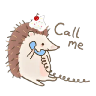 📞 Call me erizo, animal, llamada, teléfono, dibujos animados, lindo whatsapp sticker