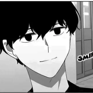 🍁 SMIRK sorrisetto, espressione, anime, cartone animato, bianco e nero, ritratto telegram sticker