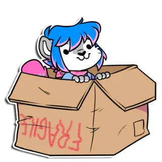 📦 FRAGILE Cartoon, Doos, Breekbaar, Dier, Schattig whatsapp sticker