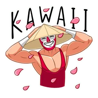 🤩 KAWAI каваий, борец, маска, японский, милый, мужчина whatsapp sticker