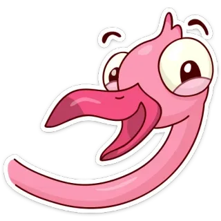 😃 火烈鸟, 鸟, 卡通, 贴纸, 动物, 粉色, 搞笑 telegram sticker