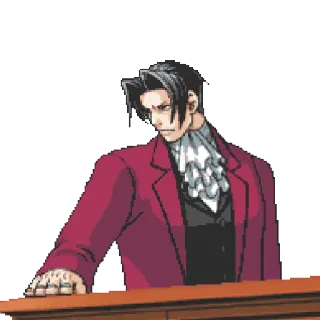 😠 Miles Edgeworth Ace Attorney Ace Attorney, Miles Edgeworth, advogado, video game, personagem telegram sticker