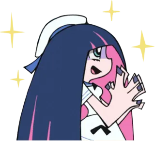 🤩 Stocking Anarchy Panty & Stocking with Garterbelt anime, pink hair, sparkle, excited, kawaii telegram sticker