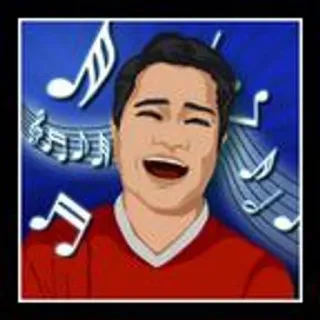 🌟 music, singing, notes, cartoon, portrait, male telegram sticker