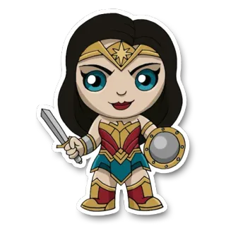 🗡 Wonder Woman superhero, dc comics, warrior, sword, shield, cartoon telegram sticker