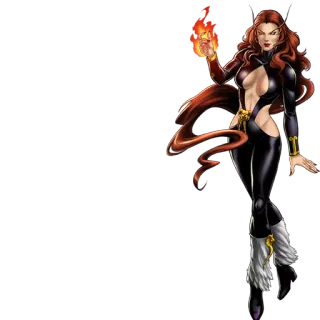 👊 woman, red hair, fire, superhero, comic character telegram sticker