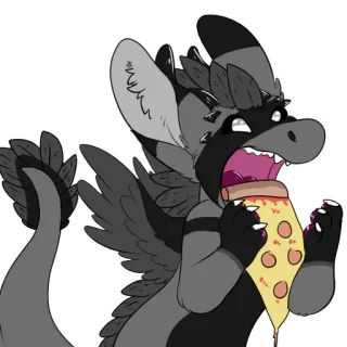 🍕 dragon, pizza, anthro, dessin animé, manger, nourriture, mignon, monstre telegram sticker