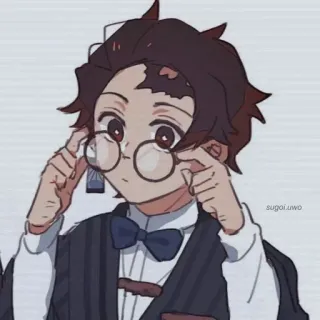 🍃 sugoi.uwo Anime, Chico, Personaje, Gafas, Pajarita whatsapp sticker