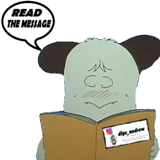 ✉ READ THE MESSAGE czytanie, kreskówka, wiadomość telegram sticker