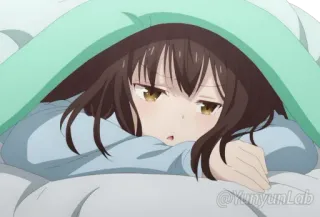 😴 @yunyunlab anime, cewek, mengantuk, imut, menyamar, meme telegram sticker