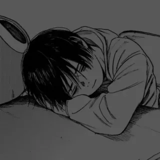 😴 อนิเมะ, เด็กผู้ชาย, นอนหลับ, เศร้า, มังงะ telegram sticker