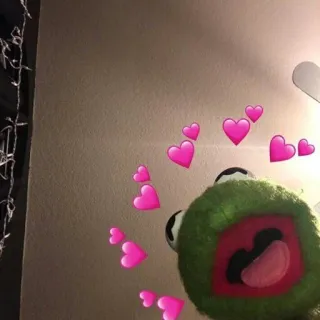 😍 Kermit Kermit la Rana, corazones, amor, verde, marioneta telegram sticker