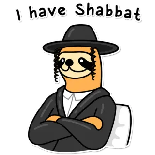 🙅‍♂️ I have Shabbat Шаббат, Еврейский, Ленивец, Религия, Праздник whatsapp sticker