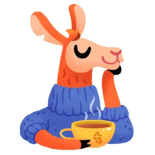 🍵 llama, kopi, nyaman, santai, imut, binatang telegram sticker